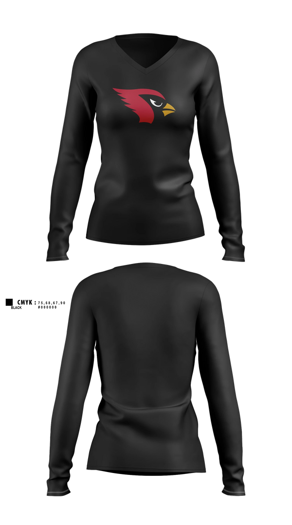 Womens Long Sleeve Vneck Shirt, Potts Camp High School Basketball, Women's Basketball, Teamtime, Team time, sublimation, custom sports apparel, team uniforms, spirit wear, spiritwear, sports uniforms, custom shirts, team store, custom team store, fundraiser sports, apparel fundraiser