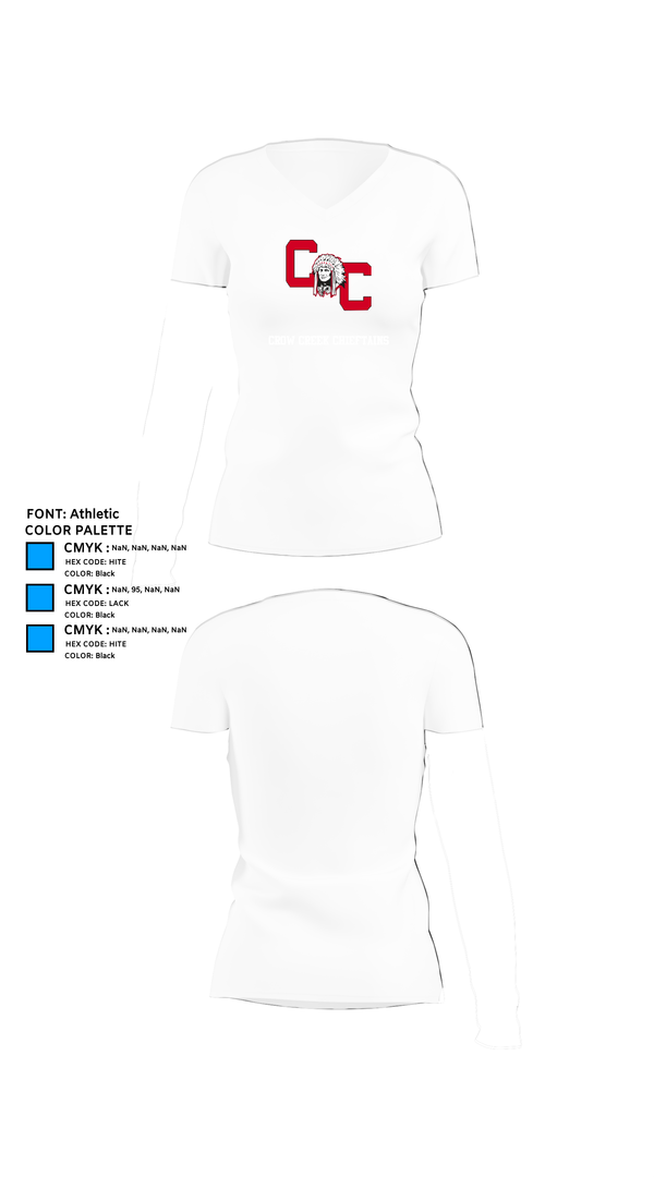 Womens Short Sleeve Vneck Shirt, Crow Creek Chieftains, Cross Country, Teamtime, Team time, sublimation, custom sports apparel, team uniforms, spirit wear, spiritwear, sports uniforms, custom shirts, team store, custom team store, fundraiser sports, apparel fundraiser