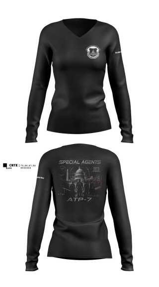 Womens Long Sleeve Vneck Shirt, ATP-7, Police, Teamtime, Team time, sublimation, custom sports apparel, team uniforms, spirit wear, spiritwear, sports uniforms, custom shirts, team store, custom team store, fundraiser sports, apparel fundraiser