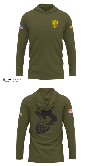 Long Sleeve hooded sunshirt, HHC, 18 MP BDE, Army, Teamtime, Team time, sublimation, custom sports apparel, team uniforms, spirit wear, spiritwear, sports uniforms, custom shirts, team store, custom team store, fundraiser sports, apparel fundraiser