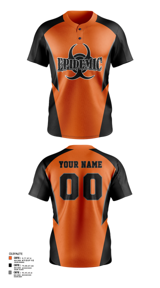Two Button Softball Jersey, Epidemic, Softball, Teamtime, Team time, sublimation, custom sports apparel, team uniforms, spirit wear, spiritwear, sports uniforms, custom shirts, team store, custom team store, fundraiser sports, apparel fundraiser