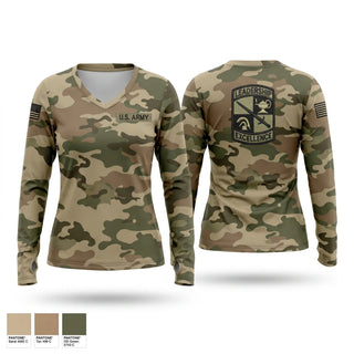 Womens Long Sleeve Vneck Shirt, Huskie battalion, Army, Teamtime, Team time, sublimation, custom sports apparel, team uniforms, spirit wear, spiritwear, sports uniforms, custom shirts, team store, custom team store, fundraiser sports, apparel fundraiser