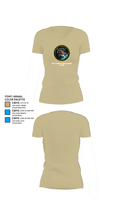 Naval Computer and Telecoms Station 86798210 Women's Short Sleeve V-neck Shirt - 80