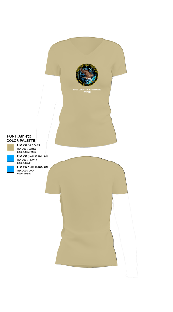 Womens Short Sleeve Vneck Shirt, Naval Computer and Telecoms Station, , Teamtime, Team time, sublimation, custom sports apparel, team uniforms, spirit wear, spiritwear, sports uniforms, custom shirts, team store, custom team store, fundraiser sports, apparel fundraiser