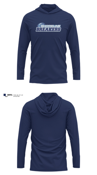 Long Sleeve hooded sunshirt, Shoreline Breakers 12u Royal, Softball, Teamtime, Team time, sublimation, custom sports apparel, team uniforms, spirit wear, spiritwear, sports uniforms, custom shirts, team store, custom team store, fundraiser sports, apparel fundraiser