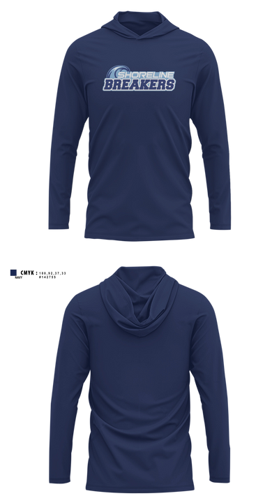 Shoreline Breakers 12u Royal Long Sleeve hooded sunshirt - 3