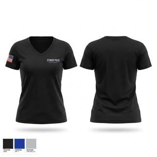 Womens Short Sleeve Vneck Shirt, Seymour Police Department, Police, Teamtime, Team time, sublimation, custom sports apparel, team uniforms, spirit wear, spiritwear, sports uniforms, custom shirts, team store, custom team store, fundraiser sports, apparel fundraiser