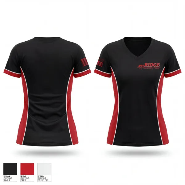 Womens Short Sleeve Vneck Shirt, Ridge Ambulance Service, EMS/EMT, Teamtime, Team time, sublimation, custom sports apparel, team uniforms, spirit wear, spiritwear, sports uniforms, custom shirts, team store, custom team store, fundraiser sports, apparel fundraiser
