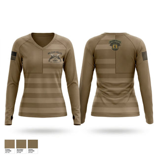 Womens Long Sleeve Vneck Shirt, Mpk9, Army, Teamtime, Team time, sublimation, custom sports apparel, team uniforms, spirit wear, spiritwear, sports uniforms, custom shirts, team store, custom team store, fundraiser sports, apparel fundraiser