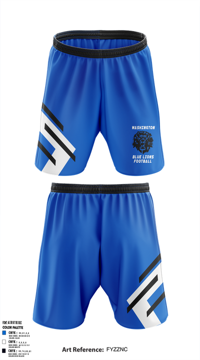 Washington Blue Lions Football 10104839 Athletic Shorts With Pockets - 1