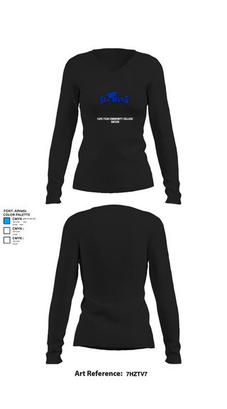 Womens Long Sleeve Vneck Shirt, Cape Fear Community College Soccer, Men's Soccer, Teamtime, Team time, sublimation, custom sports apparel, team uniforms, spirit wear, spiritwear, sports uniforms, custom shirts, team store, custom team store, fundraiser sports, apparel fundraiser