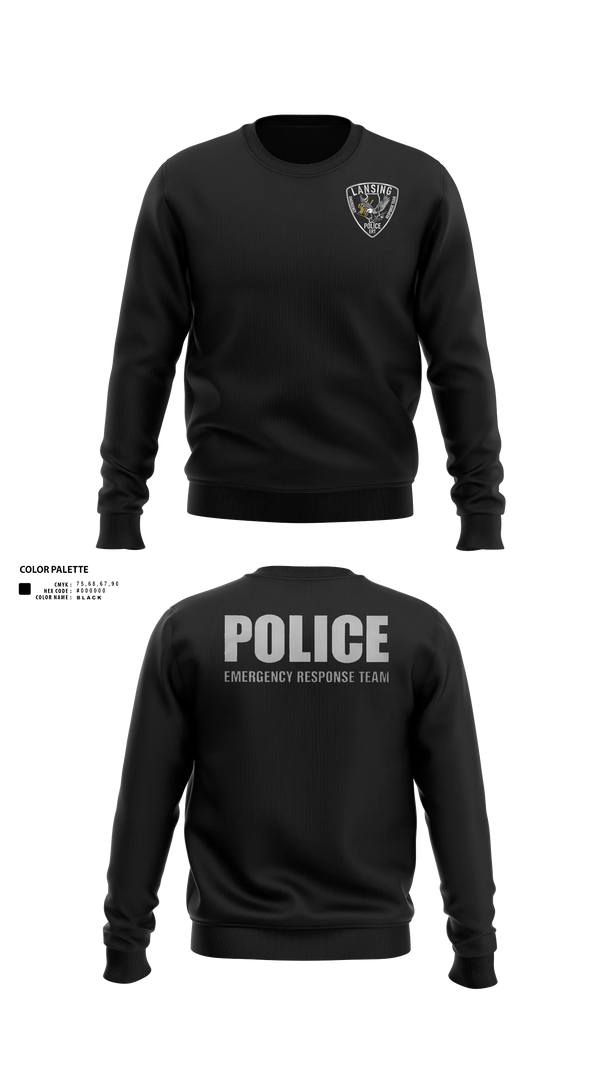 Crew Neck Sweatshirt, Lansing Emergency Response Team, Police, Teamtime, Team time, sublimation, custom sports apparel, team uniforms, spirit wear, spiritwear, sports uniforms, custom shirts, team store, custom team store, fundraiser sports, apparel fundraiser