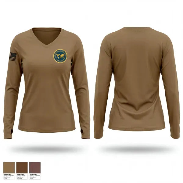 Womens Long Sleeve Vneck Shirt, OSTC Det. Norfolk, Navy, Teamtime, Team time, sublimation, custom sports apparel, team uniforms, spirit wear, spiritwear, sports uniforms, custom shirts, team store, custom team store, fundraiser sports, apparel fundraiser