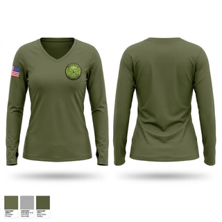 Womens Long Sleeve Vneck Shirt, MCFR SWAT, Fire Department, Teamtime, Team time, sublimation, custom sports apparel, team uniforms, spirit wear, spiritwear, sports uniforms, custom shirts, team store, custom team store, fundraiser sports, apparel fundraiser