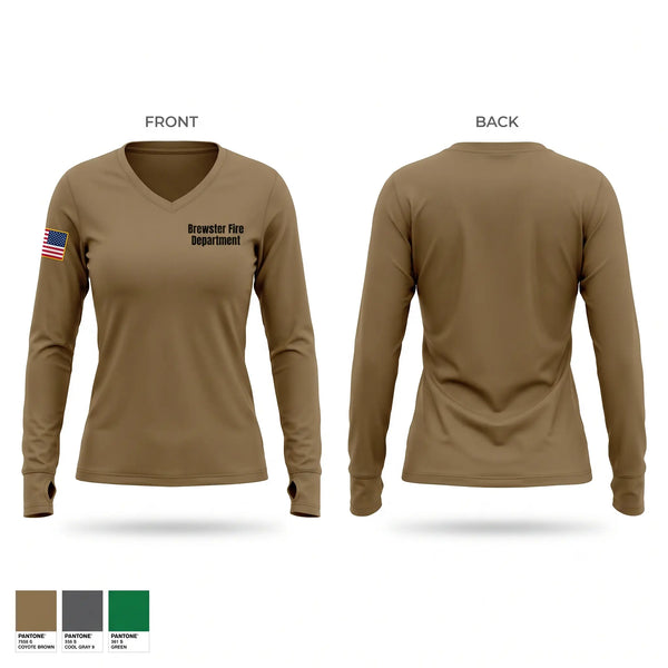 Womens Long Sleeve Vneck Shirt, Brewster Fire Department, Fire Department, Teamtime, Team time, sublimation, custom sports apparel, team uniforms, spirit wear, spiritwear, sports uniforms, custom shirts, team store, custom team store, fundraiser sports, apparel fundraiser