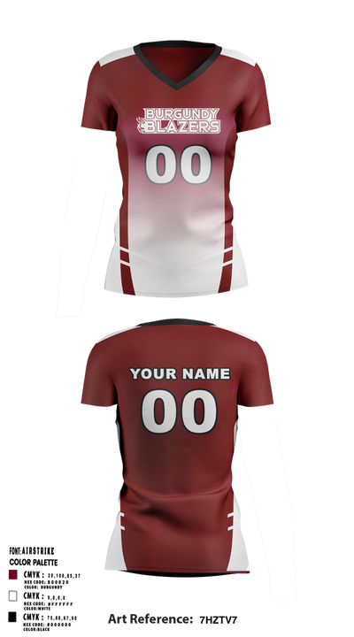 Burgundy Blazers Women's Short Sleeve V-neck Shirt - 1