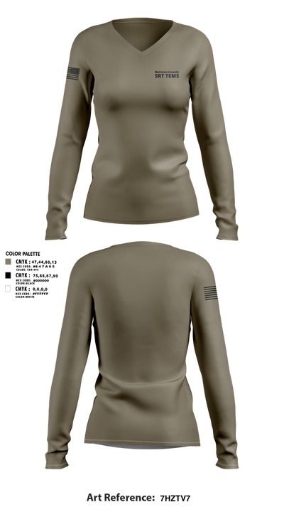 Natrona County SRT TEMS 24087220 Women's Long Sleeve V-neck Shirt - 1