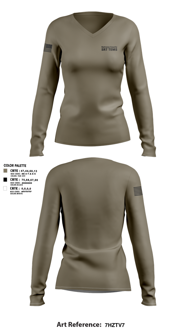 Womens Long Sleeve Vneck Shirt, Natrona County SRT TEMS, , Teamtime, Team time, sublimation, custom sports apparel, team uniforms, spirit wear, spiritwear, sports uniforms, custom shirts, team store, custom team store, fundraiser sports, apparel fundraiser