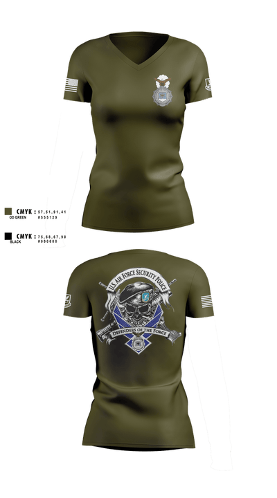 101st security forces 80957494 Women's Short Sleeve V-neck Shirt - 2