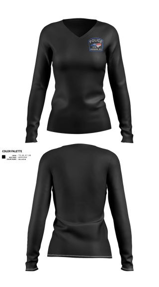 Womens Long Sleeve Vneck Shirt, Louisburg Police Department, Police, Teamtime, Team time, sublimation, custom sports apparel, team uniforms, spirit wear, spiritwear, sports uniforms, custom shirts, team store, custom team store, fundraiser sports, apparel fundraiser