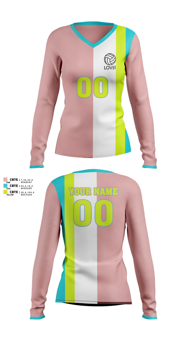 Womens Long Sleeve Vneck Shirt, LOVB, Women's Volleyball, Teamtime, Team time, sublimation, custom sports apparel, team uniforms, spirit wear, spiritwear, sports uniforms, custom shirts, team store, custom team store, fundraiser sports, apparel fundraiser