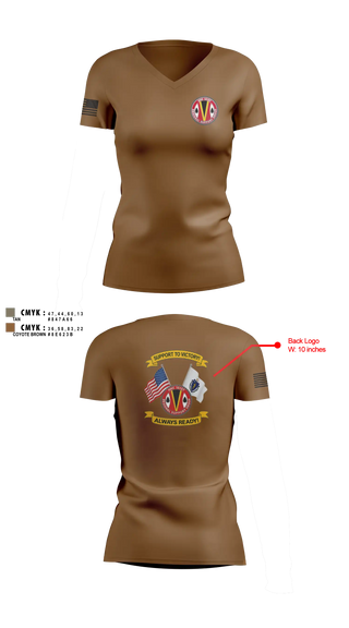 Womens Short Sleeve Vneck Shirt, HHC 151st RSG, Army, Teamtime, Team time, sublimation, custom sports apparel, team uniforms, spirit wear, spiritwear, sports uniforms, custom shirts, team store, custom team store, fundraiser sports, apparel fundraiser