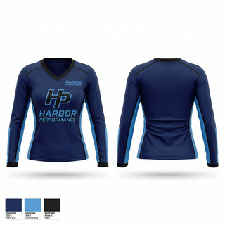 Womens Long Sleeve Vneck Shirt, Harbor Performance, Baseball, Teamtime, Team time, sublimation, custom sports apparel, team uniforms, spirit wear, spiritwear, sports uniforms, custom shirts, team store, custom team store, fundraiser sports, apparel fundraiser