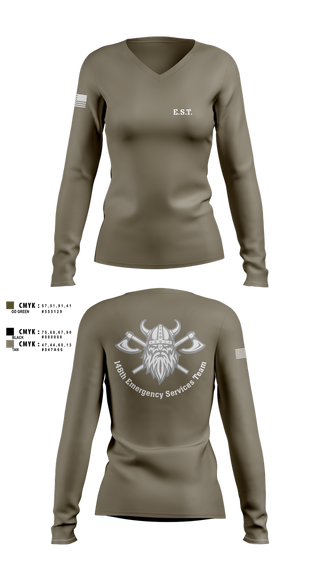 Womens Long Sleeve Vneck Shirt, 148th E.S.T., Police, Teamtime, Team time, sublimation, custom sports apparel, team uniforms, spirit wear, spiritwear, sports uniforms, custom shirts, team store, custom team store, fundraiser sports, apparel fundraiser