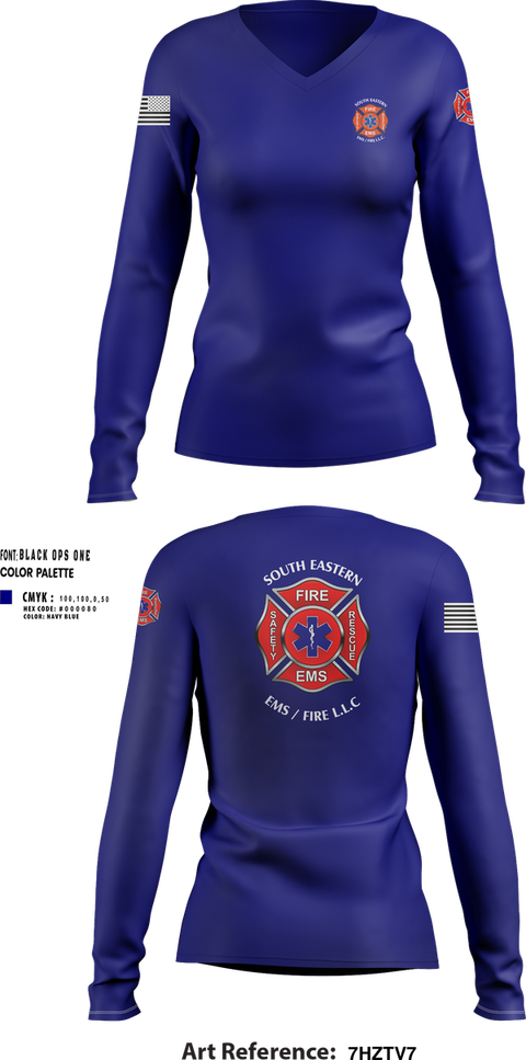 Womens Long Sleeve Vneck Shirt, SOUTH Eastern Ems/Fire, , Teamtime, Team time, sublimation, custom sports apparel, team uniforms, spirit wear, spiritwear, sports uniforms, custom shirts, team store, custom team store, fundraiser sports, apparel fundraiser