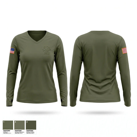Womens Long Sleeve Vneck Shirt, B Co 122ND ASB, Army, Teamtime, Team time, sublimation, custom sports apparel, team uniforms, spirit wear, spiritwear, sports uniforms, custom shirts, team store, custom team store, fundraiser sports, apparel fundraiser