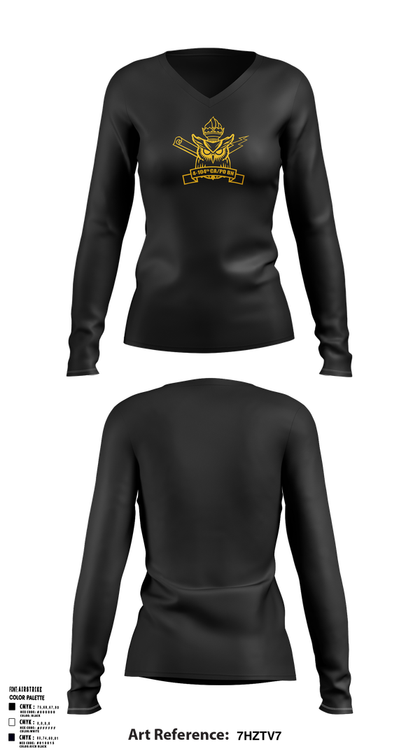 Womens Long Sleeve Vneck Shirt, 4th/104th BN (CA/PO), , Teamtime, Team time, sublimation, custom sports apparel, team uniforms, spirit wear, spiritwear, sports uniforms, custom shirts, team store, custom team store, fundraiser sports, apparel fundraiser
