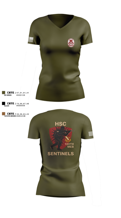 HSC 130th MEB 16353532 Women's Short Sleeve V-neck Shirt - 2