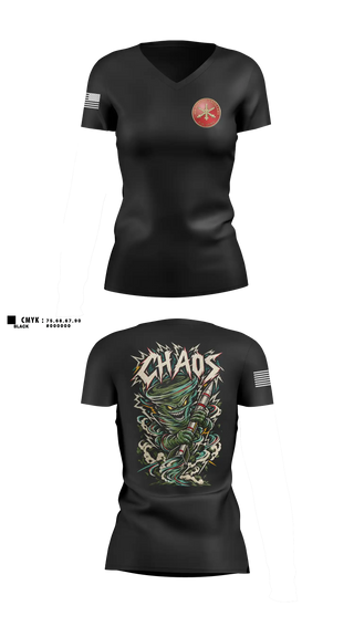 Womens Short Sleeve Vneck Shirt, C BTRY, 2-6 ADA, Army, Teamtime, Team time, sublimation, custom sports apparel, team uniforms, spirit wear, spiritwear, sports uniforms, custom shirts, team store, custom team store, fundraiser sports, apparel fundraiser