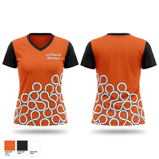 Womens Short Sleeve Vneck Shirt, La Puente Warriors, , Teamtime, Team time, sublimation, custom sports apparel, team uniforms, spirit wear, spiritwear, sports uniforms, custom shirts, team store, custom team store, fundraiser sports, apparel fundraiser