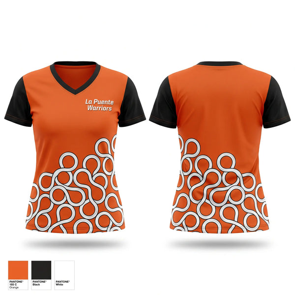 Womens Short Sleeve Vneck Shirt, La Puente Warriors, , Teamtime, Team time, sublimation, custom sports apparel, team uniforms, spirit wear, spiritwear, sports uniforms, custom shirts, team store, custom team store, fundraiser sports, apparel fundraiser