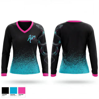 Womens Long Sleeve Vneck Shirt, AIM basketball, Women's Basketball, Teamtime, Team time, sublimation, custom sports apparel, team uniforms, spirit wear, spiritwear, sports uniforms, custom shirts, team store, custom team store, fundraiser sports, apparel fundraiser