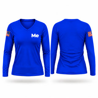 Womens Long Sleeve Vneck Shirt, Me, Navy, Teamtime, Team time, sublimation, custom sports apparel, team uniforms, spirit wear, spiritwear, sports uniforms, custom shirts, team store, custom team store, fundraiser sports, apparel fundraiser