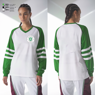 Womens Long Sleeve Vneck Shirt, Schalmont Athletic Asociation, Spirit Store, Teamtime, Team time, sublimation, custom sports apparel, team uniforms, spirit wear, spiritwear, sports uniforms, custom shirts, team store, custom team store, fundraiser sports, apparel fundraiser