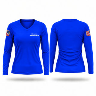 Womens Long Sleeve Vneck Shirt, Berwyn Heights VFD, Fire Department, Teamtime, Team time, sublimation, custom sports apparel, team uniforms, spirit wear, spiritwear, sports uniforms, custom shirts, team store, custom team store, fundraiser sports, apparel fundraiser