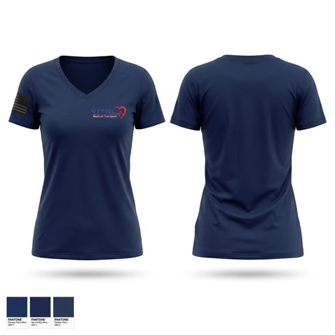 Womens Short Sleeve Vneck Shirt, Vital Medical, EMS/EMT, Teamtime, Team time, sublimation, custom sports apparel, team uniforms, spirit wear, spiritwear, sports uniforms, custom shirts, team store, custom team store, fundraiser sports, apparel fundraiser