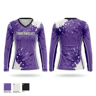 Womens Long Sleeve Vneck Shirt, Timberwolves, Baseball, Teamtime, Team time, sublimation, custom sports apparel, team uniforms, spirit wear, spiritwear, sports uniforms, custom shirts, team store, custom team store, fundraiser sports, apparel fundraiser