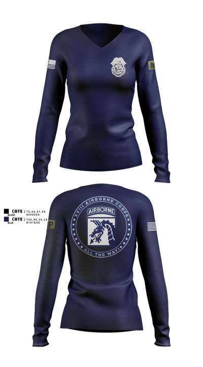 Fort Bragg Law Enforcement Company 16198473 Women's Long Sleeve V-neck Shirt - 1