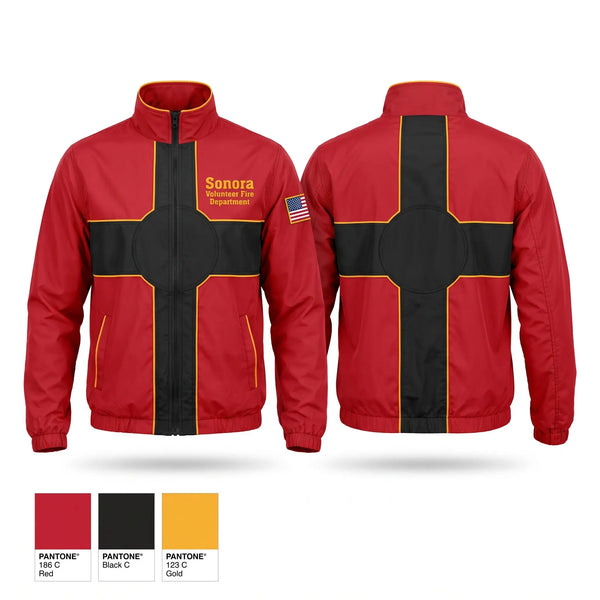 Windbreaker, Sonora Volunteer Fire Department, Fire Department, Teamtime, Team time, sublimation, custom sports apparel, team uniforms, spirit wear, spiritwear, sports uniforms, custom shirts, team store, custom team store, fundraiser sports, apparel fundraiser
