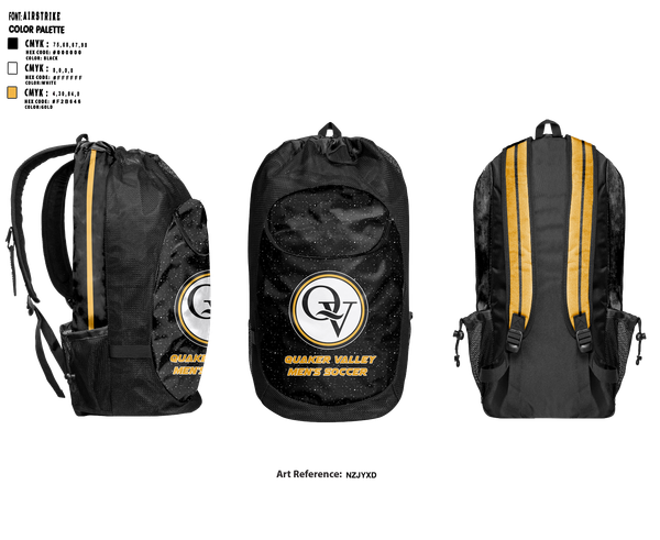 Gear Bag, Quaker Valley Middle School Soccer, Men's Soccer, Teamtime, Team time, sublimation, custom sports apparel, team uniforms, spirit wear, spiritwear, sports uniforms, custom shirts, team store, custom team store, fundraiser sports, apparel fundraiser