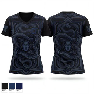 Womens Short Sleeve Vneck Shirt, CF, Navy, Teamtime, Team time, sublimation, custom sports apparel, team uniforms, spirit wear, spiritwear, sports uniforms, custom shirts, team store, custom team store, fundraiser sports, apparel fundraiser