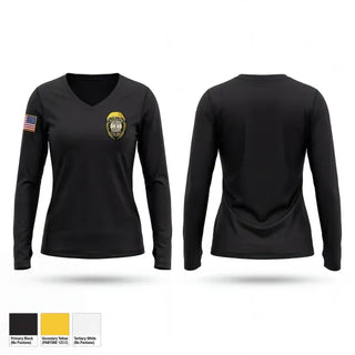 Womens Long Sleeve Vneck Shirt, Auburn Police Department, Police, Teamtime, Team time, sublimation, custom sports apparel, team uniforms, spirit wear, spiritwear, sports uniforms, custom shirts, team store, custom team store, fundraiser sports, apparel fundraiser