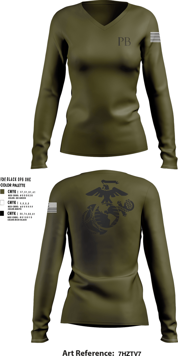 Women's Long Sleeve Vneck Shirt, 1/8, Marines, Teamtime, Team time, sublimation, custom sports apparel, team uniforms, spirit wear, spiritwear, sports uniforms, custom shirts, team store, custom team store, fundraiser sports, apparel fundraiser