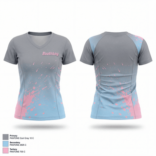 Womens Short Sleeve Vneck Shirt, Boothbay, Women's Basketball, Teamtime, Team time, sublimation, custom sports apparel, team uniforms, spirit wear, spiritwear, sports uniforms, custom shirts, team store, custom team store, fundraiser sports, apparel fundraiser