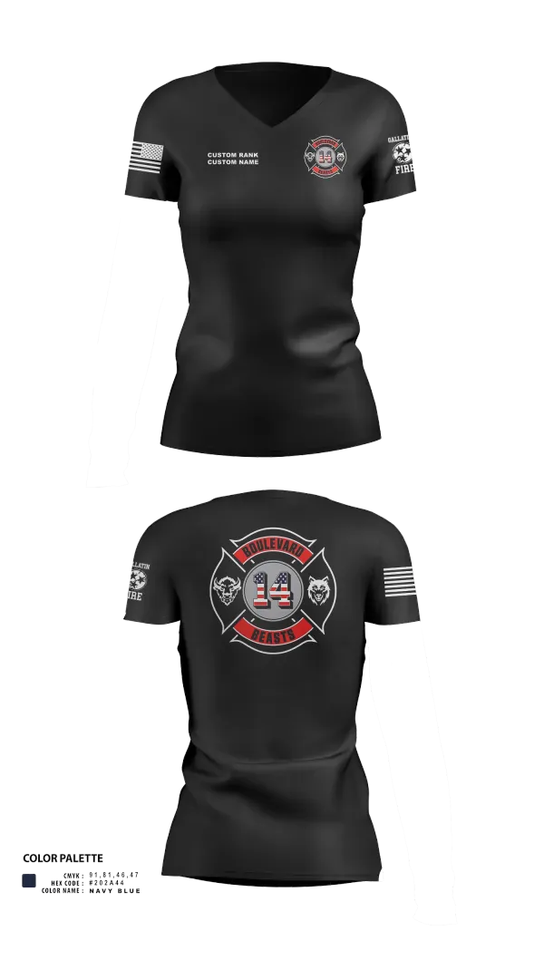 Womens Short Sleeve Vneck Shirt, Gallatin Fire Department Station 4, Fire Department, Teamtime, Team time, sublimation, custom sports apparel, team uniforms, spirit wear, spiritwear, sports uniforms, custom shirts, team store, custom team store, fundraiser sports, apparel fundraiser