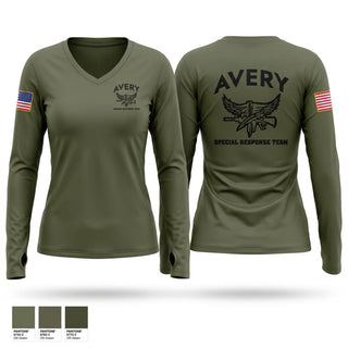 Womens Long Sleeve Vneck Shirt, Avery SRT, Police, Teamtime, Team time, sublimation, custom sports apparel, team uniforms, spirit wear, spiritwear, sports uniforms, custom shirts, team store, custom team store, fundraiser sports, apparel fundraiser